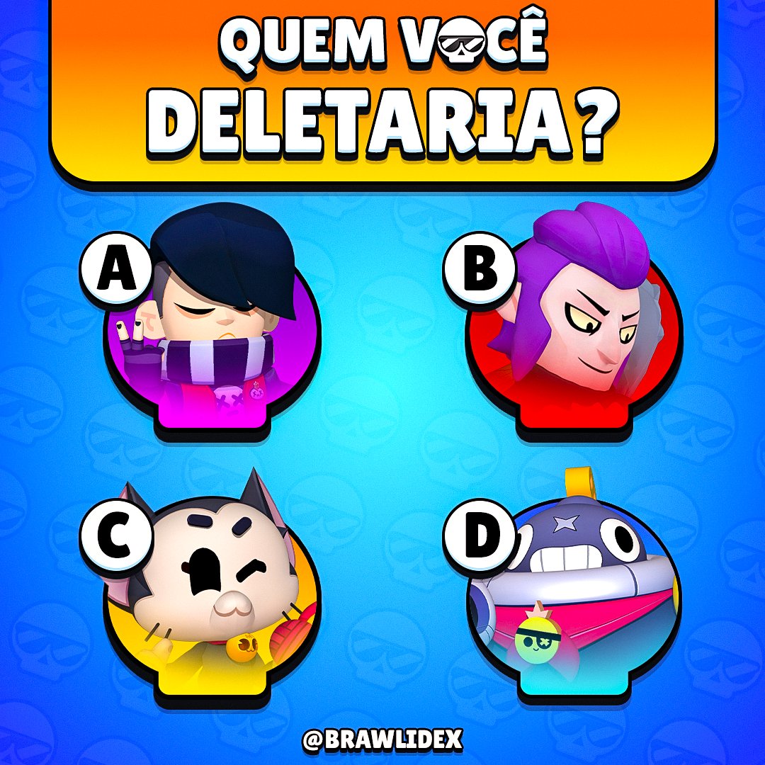 Brawlidex's tweet photo. Um deles tem que ser DELETADO do Brawl Stars pra sempre… 💀

Qual você escolhe? 👀👇 https://t.co/5TBo3MWsGt