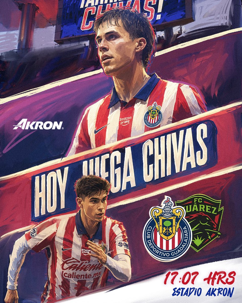 Chivas's tweet photo. 🇦🇹 ¡SÁBADO DE FUTBOOOOOL! 🔥

🗣️ ¡Nos vemos en el @EstadioAKRON, ChivaHermanos! ¡Hagamos que pese nuestra Fortaleza Rojiblanca! 🏟️ https://t.co/TT1NSJttFr