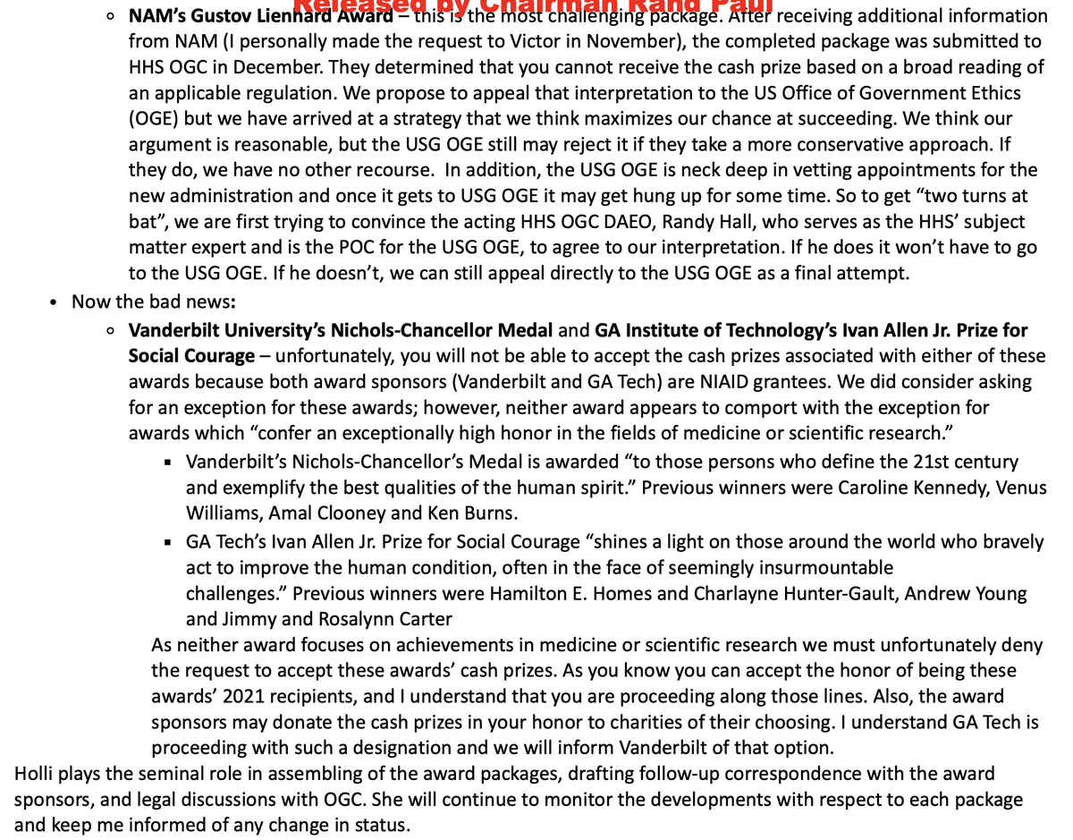 jeffreytucker's tweet photo. This is a mind blowing file dump. Appears to be hundreds of pages of correspondence within NIH and HHS about getting Fauci many paid awards. The focus here is amazing. What a scam! https://t.co/Gf23cVcVle https://t.co/72GD7oi1KD