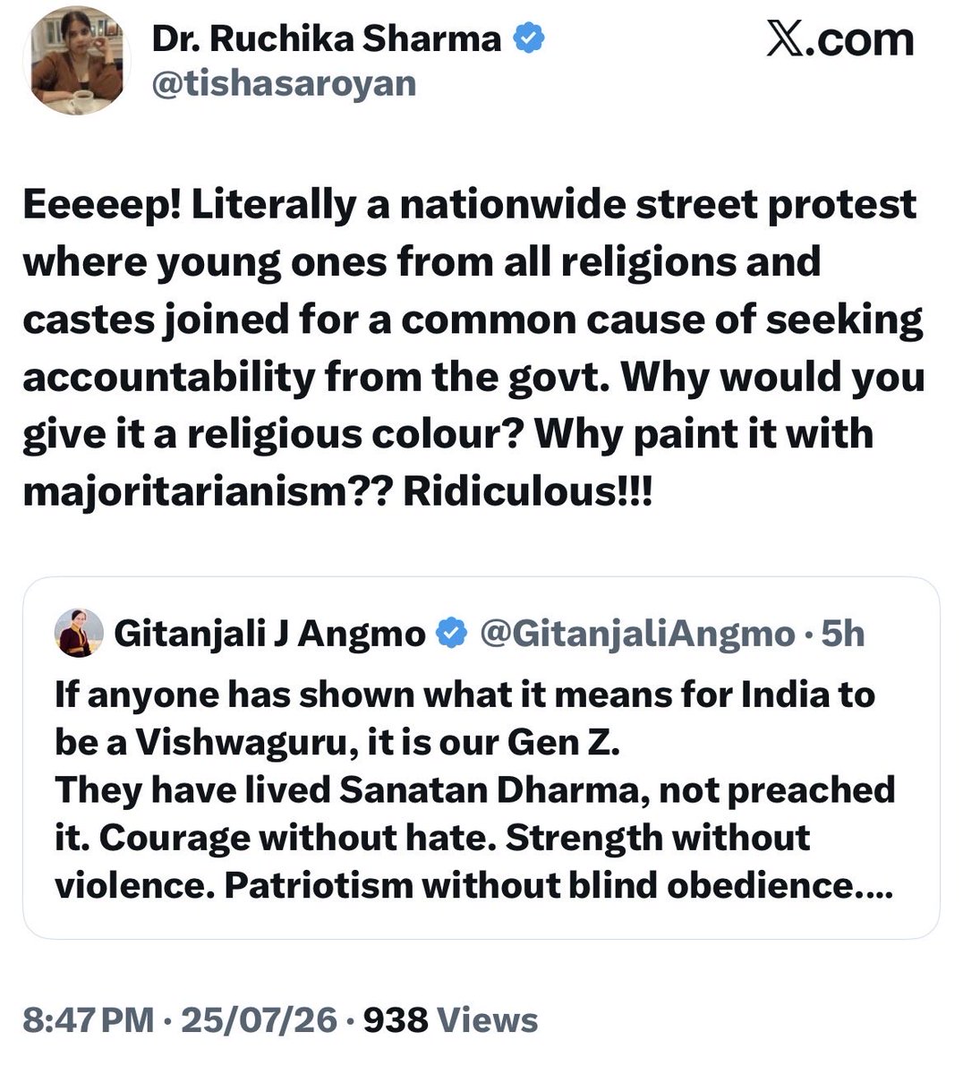 VijayGajeraO's tweet photo. The moment she used the word Sanatani, pseudo-liberals started to attack her.

I didn't find their attack against the ‘Bas Naam Rahe Gala Ka’ song! https://t.co/PJLcd2HnLE
