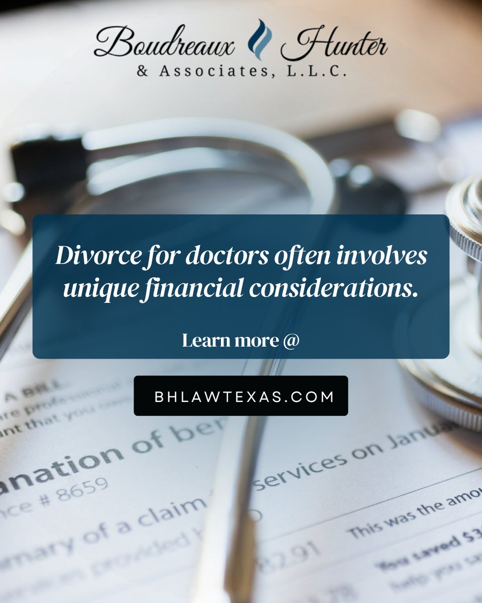 BHLAWTEXAS's tweet photo. Divorce for doctors often involves unique financial considerations, including medical practices and retirement accounts. Understanding these complexities can help safeguard your financial future and professional interests.
Learn more:  https://t.co/owiGPJvEH0 https://t.co/dnN2WTAnmT