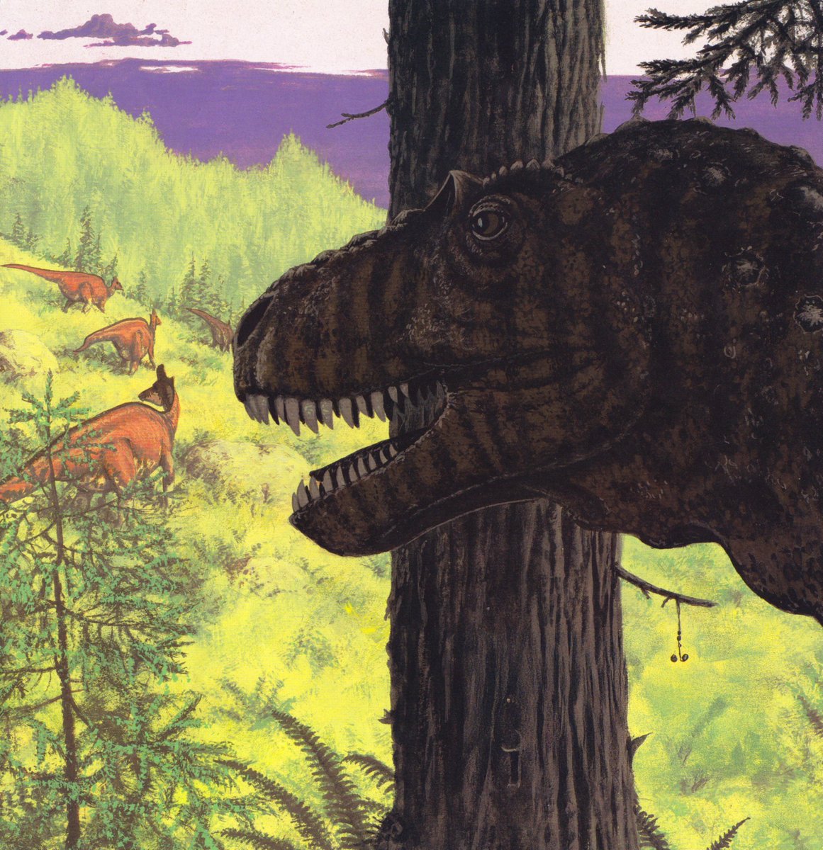 CorporalRex's tweet photo. Will forever love James Field's paleoart, ever since I was a kid I would go through my copy of Encyclopedia of Dinosaurs. I went through it so much the hardcover was starting to fall off. https://t.co/54o5rfPaHn
