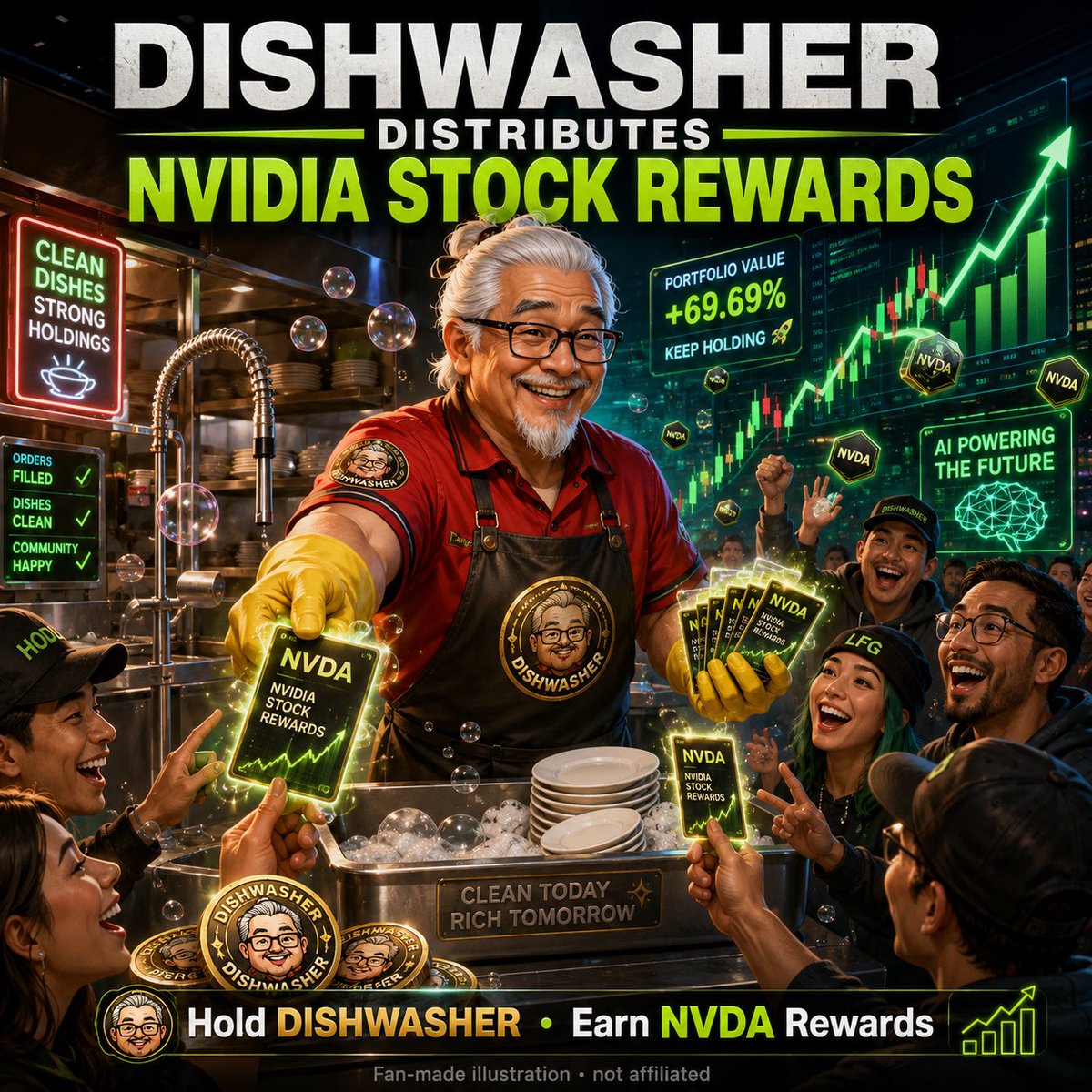 DISHWASHER_JH's tweet photo. Hold $DISHWASHER and earn Nvidia stock reward. https://t.co/2bPFPuDhE8