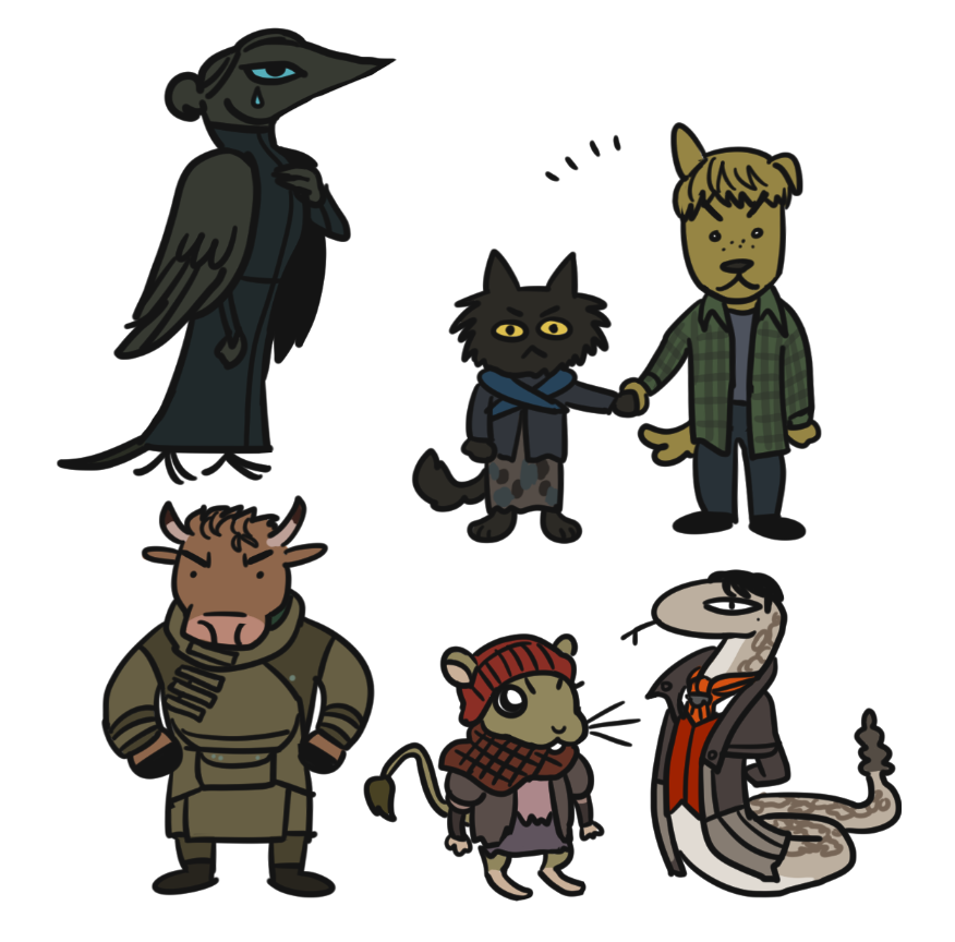 SSJ058's tweet photo. 주연삼인방과 인상깊었던 조연 셋만 일단 그림 #pathologic https://t.co/z7h3gkjp0Z