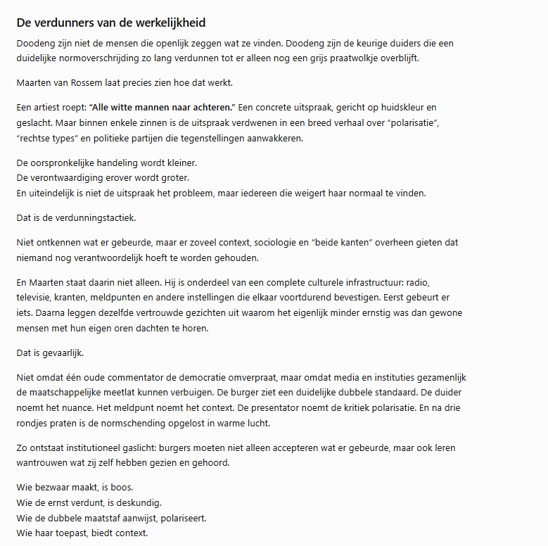FrankvanGrieken's tweet photo. @maartenpodcast Maarten verdunt de werkelijkheid tot radiopap. De werkelijkheid in een paar minuten kapotgeduid. https://t.co/WxMhuHX3GO