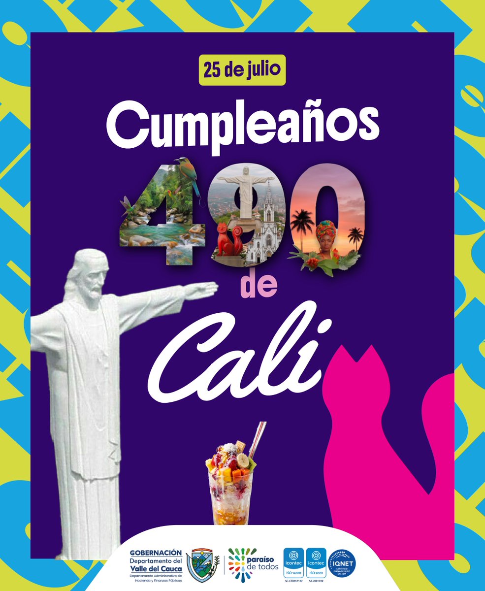 MiHaciendaValle's tweet photo. 490 años y Cali sigue bailando con la vida. 💙❤️🤍💚

Ciudad de puertas abiertas, la mayor biodiversidad, todos los climas, siete ríos, capital mundial de la salsa, del deporte, la cultura.

Celebrar a Cali también es cuidar la vida

¡Felices 490 años, Santiago de Cali!  #490Cali https://t.co/fAaYjwo68b