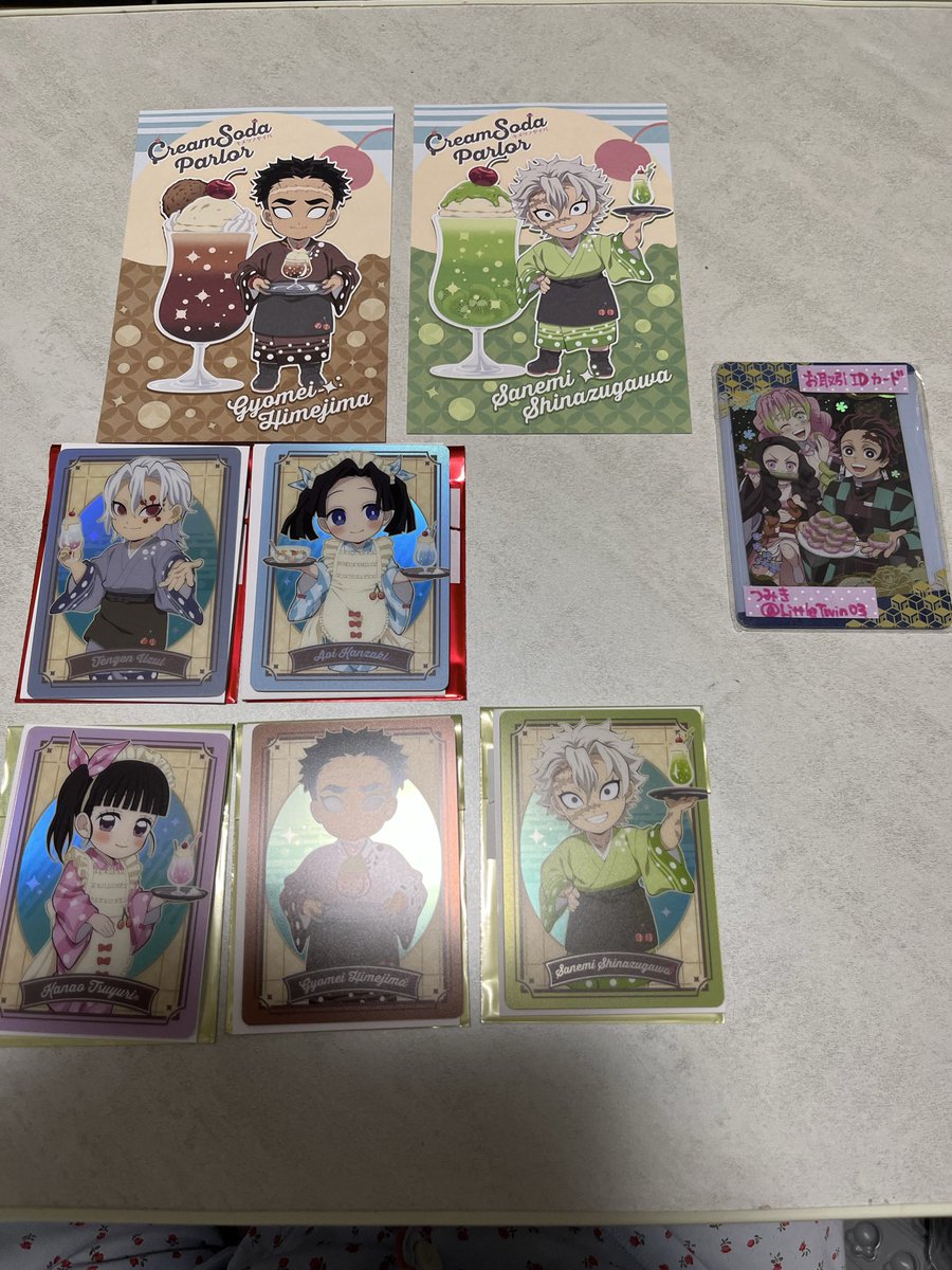 LittleTwin03's tweet photo. 【交換】鬼滅の刃 クリームソーダパーラー ノベルティ ポストカード ポスカ ランダムメニュー風カード
【譲】⭐︎実弥、悲鳴嶼、アオイ、宇髄天元、カナヲ
【求】ポスカ ⭐︎煉獄、炭治郎
⭐︎同士の交換
カード2↔︎ポスカ1可。差額精算可
煉獄最推しではありませんが、絵柄が好みのため探してます→ https://t.co/12tuSJjvaw