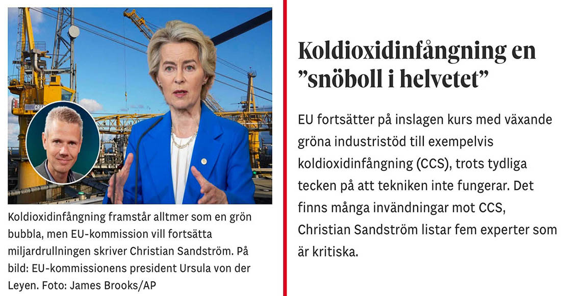 ChristianBergq4's tweet photo. Koldioxidinfångning måste vara toppen av klimatutopins alkemi? EU-Kommissionen tänker satsa 100 miljarder Euro i bidrag till infångning. Mer skattepengar i sjön! https://t.co/4xv8qraJfw