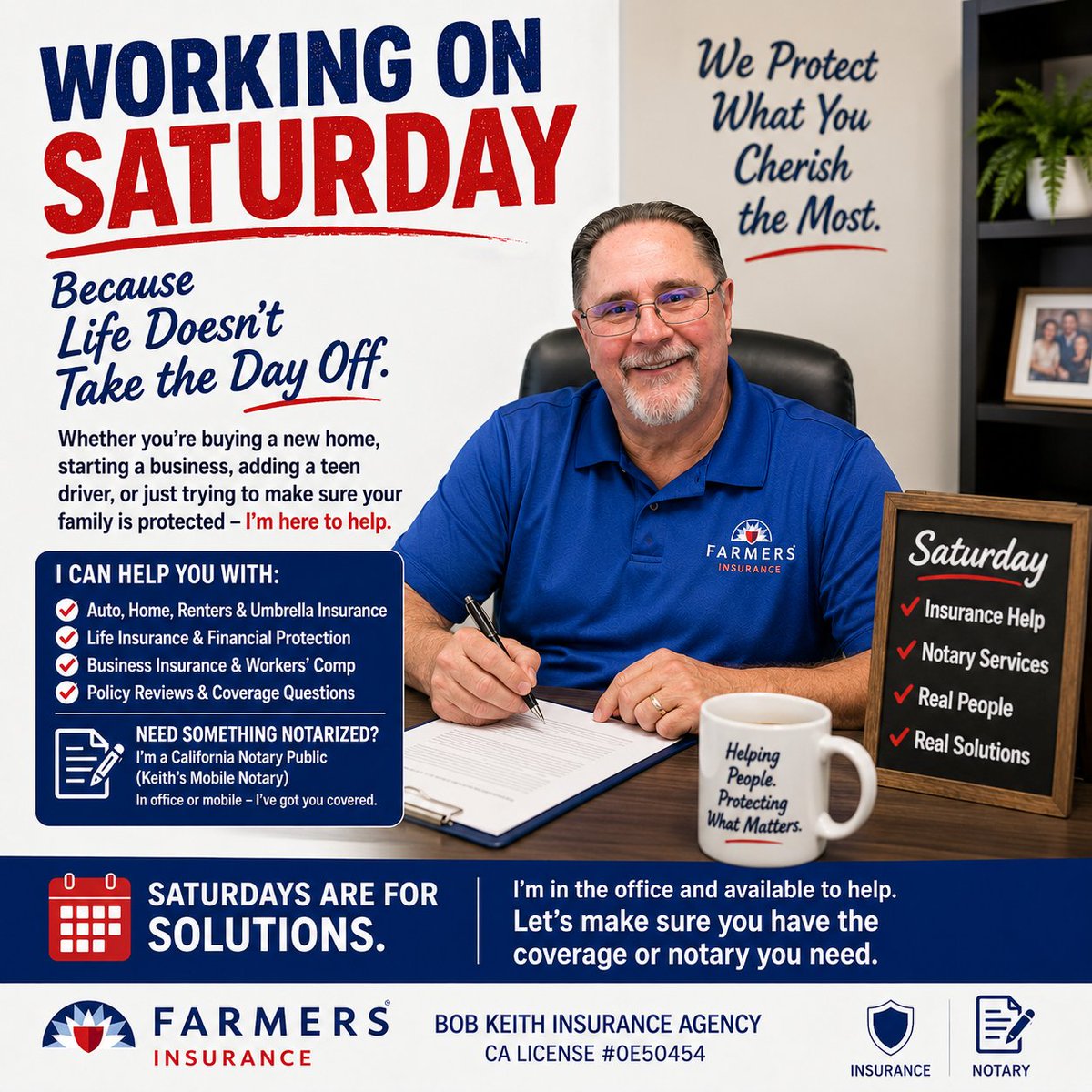 bobkeith64's tweet photo. Working on Saturday because life, insurance questions, and notary needs do not always wait until Monday.

Whether you need help reviewing coverage, protecting your family, quoting a new policy, or getting something notarized, I am here to help make the process a little... https://t.co/z6cRTgS22f