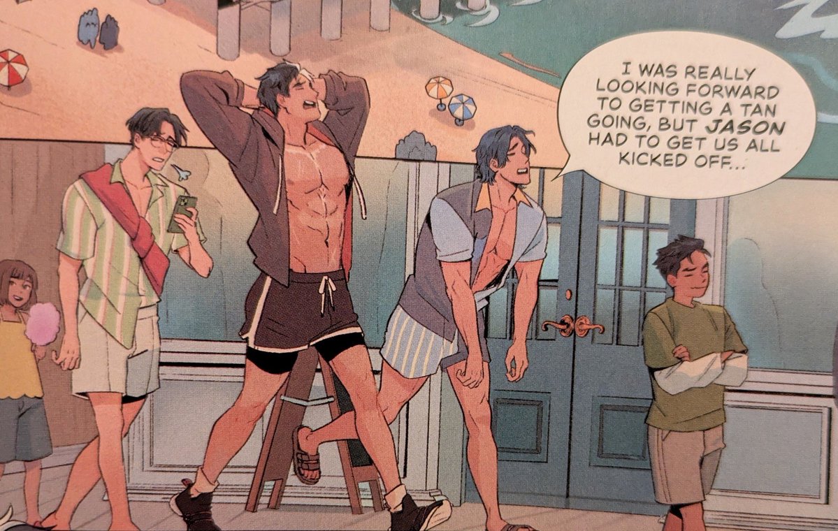 GothAlGhul's tweet photo. Dc’s hawk girl summer SPOILERS ///

—-

All of them have unique styles (a bit color coded) and look like they are wearing for the beach and then here is damian😭😭💔 https://t.co/NVz9ITykT1