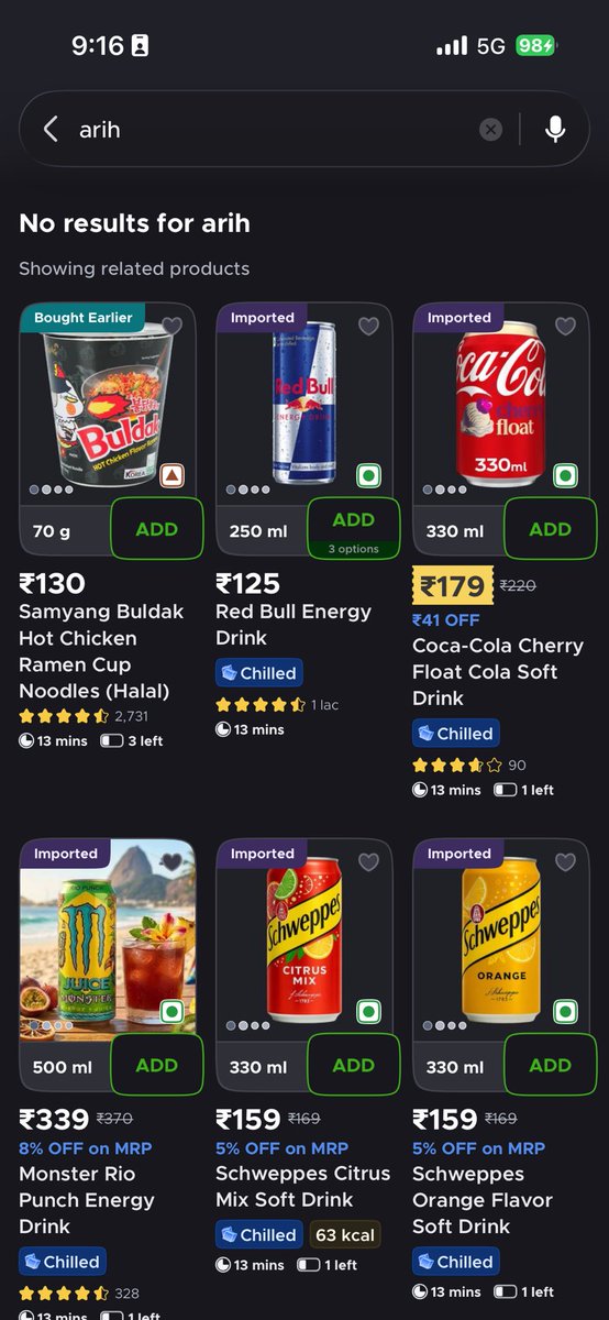 vintaengel's tweet photo. Random question 😭
Has anyone in Mumbai actually seen Arih on Blinkit? or is it available only in Delhi? https://t.co/Fp5XhmLmuq
