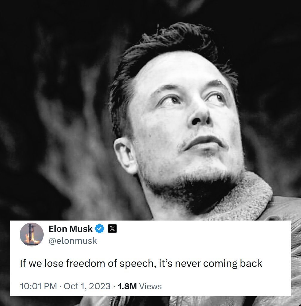 pascal_NajadQ's tweet photo. ELON MUSK: "If we lose freedom of speech, it's never coming back."
Follow 👉@Real_Michael9 https://t.co/zzmo6o8jXn