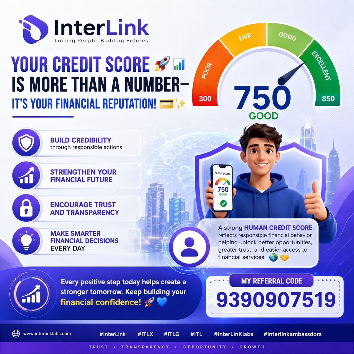 PeruriPravst96's tweet photo. 🚀📊 Your Credit Score is More Than a Number—It's Your Financial Reputation! 💳✨

🔹 Build credibility through responsible actions
📈 Strengthen your financial future
🔒 Encourage trust and transparency

#InterLink #ITLX #ITLG #ITL #InterLinKlabs #interlinkambassdors https://t.co/5vkkVW4tMn