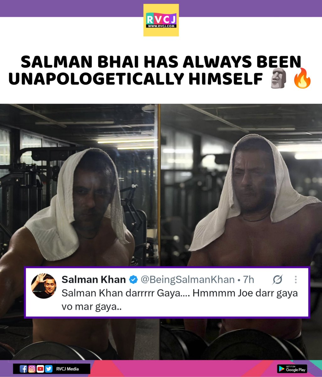 rvcjmovies's tweet photo. Aura Personified ❤️

#salmanbhai #SalmanKhan #bollywood #bollywoodactors #indiancinema https://t.co/ONLewgUkQ7