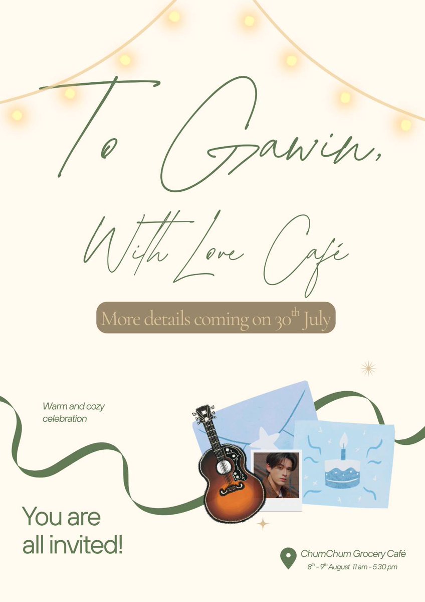 Orange_m23's tweet photo. Please join us in celebrating Gawin's 29th Birthday 💚
《𝘔𝘰𝘳𝘦 𝘥𝘦𝘵𝘢𝘪𝘭𝘴 𝘤𝘰𝘮𝘪𝘯𝘨 𝘰𝘯 30 𝘑𝘶𝘭𝘺》
เชิญร่วมฉลองวันเกิดปีที่ 29 ของกวิน มาทำให้ปีนี้เป็นปีที่พิเศษและบันทึกความทรงจำดีดีไปด้วยกันนะคะ 💗
#ToGawinWithLoveCafe
#GawinCaskey
#BDProjectForGAWIN29TH https://t.co/oYzB9sKhn2