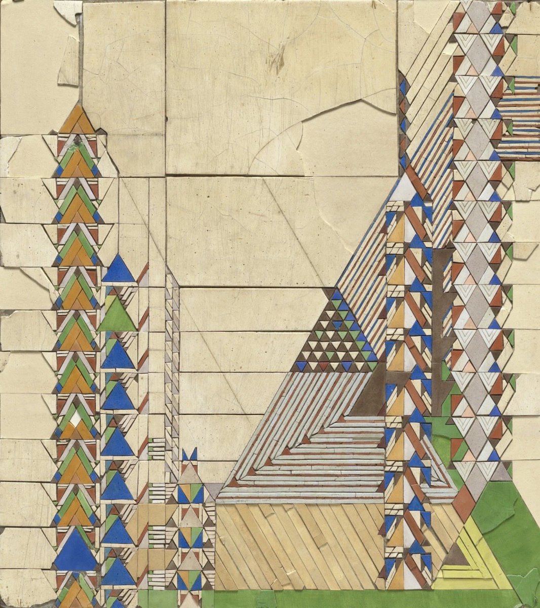 Pixel0Symphony's tweet photo. Frank Lloyd Wright, Charles Morgan, Triangles in Color. c.1929. 

Painted ceramic tiles. https://t.co/jT97O9eWbM