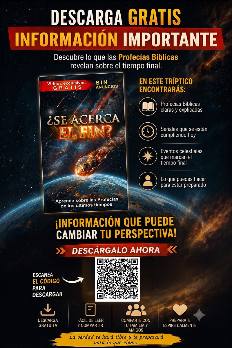 Liseth0511's tweet photo. Descargalo Gratis 
Descubre profecías Bíblicas de los últimos tiempos.
Visita el canal #Shalom132 en #YouTube https://t.co/jvvI1LmjPl
