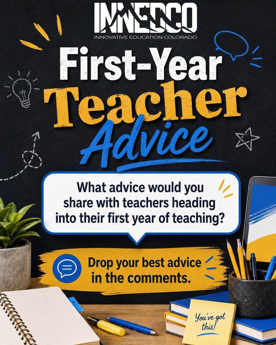 InnEdCO's tweet photo. ✨ Veteran educators, share one tip you wish you knew before year one! Help new teachers thrive. Drop advice below! 👇 #InnEdCO #FirstYearTeacher #TeacherAdvice #EducatorCommunity #BackToSchool https://t.co/vaVQYvdEY3