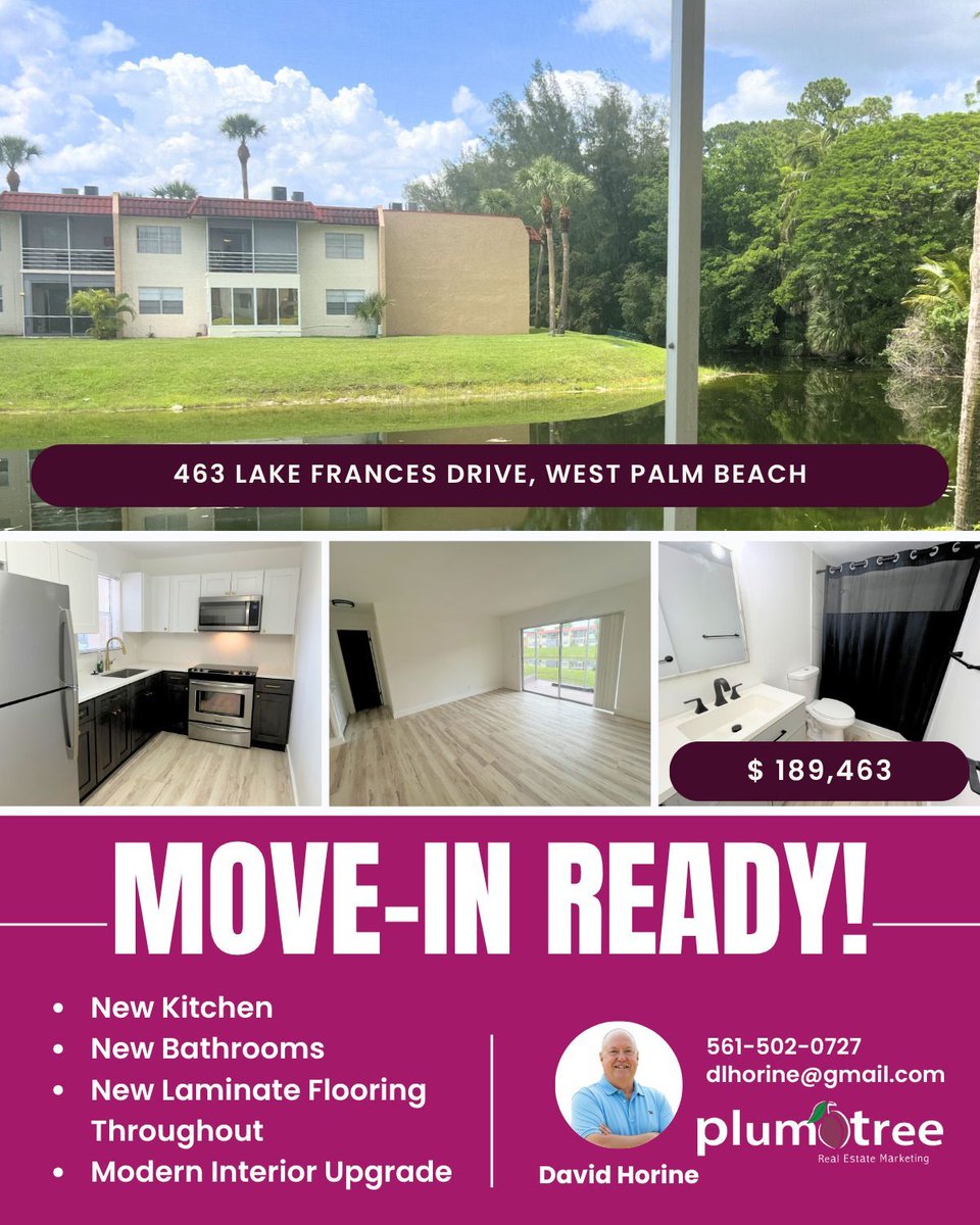 dlhorine's tweet photo. π‘ Price Reduced!
463 Lake Frances Dr., West Palm Beach
$199,463 β‘οΈ $189,463
β¨ Completely remodeled!
βοΈ New kitchen
βοΈ New bathrooms
βοΈ New laminate flooring throughout
βοΈ Move-in ready
#PriceReduced #MoveInReady #WestPalmBeach #FloridaRealEstate #DavidHorine #PlumTreeRealty https://t.co/PWub2TCSpB