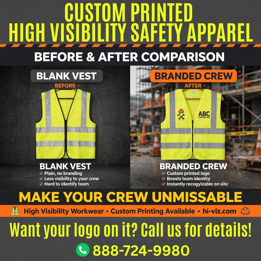 HiVizSafety's tweet photo. Custom Printed High Visibility Safety Gear combines workplace safety with professional branding, helping your crew stay visible and represent your company with confidence.

Visit https://t.co/7x6N0GXnkb to get started.

#HiViz #CustomWorkwear #HighVisibility #SafetyApparel #PPE https://t.co/AzopbPML53