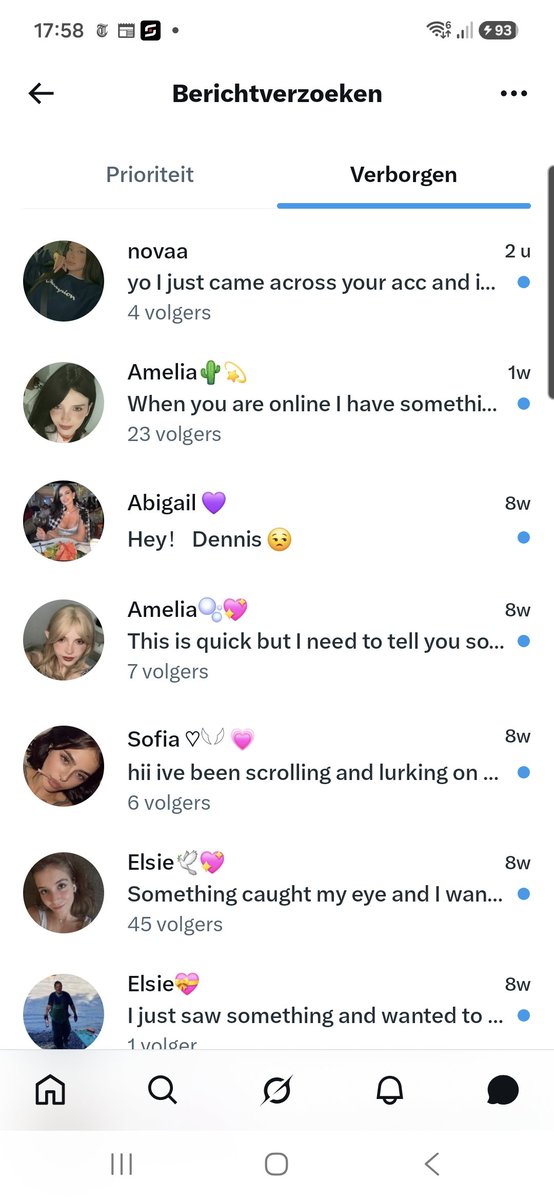Denn1s83's tweet photo. Het tabblad verborgen dm gesprekken ,hele inbox vol met onderstaande botjes enzo 🤦‍♂️🤮 https://t.co/Fh1u50xYZo