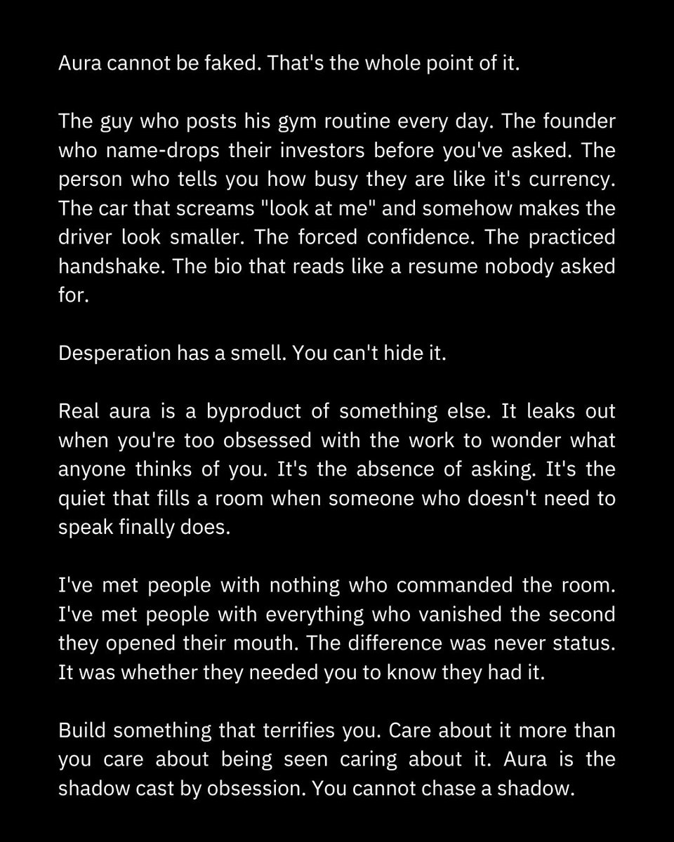 Tim_Denning's tweet photo. Aura cannot be faked. https://t.co/Ltvf0rPp3K