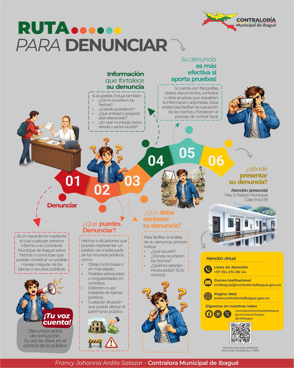 CMIbague's tweet photo. Denunciar también es cuidar lo que es de todos.
La Contraloría Municipal de Ibagué pone a tu disposición una ruta sencilla para presentar tu denuncia de manera clara y responsable.
#ControlFiscal #ParticipaciónCiudadana https://t.co/cY1TtNsgq4