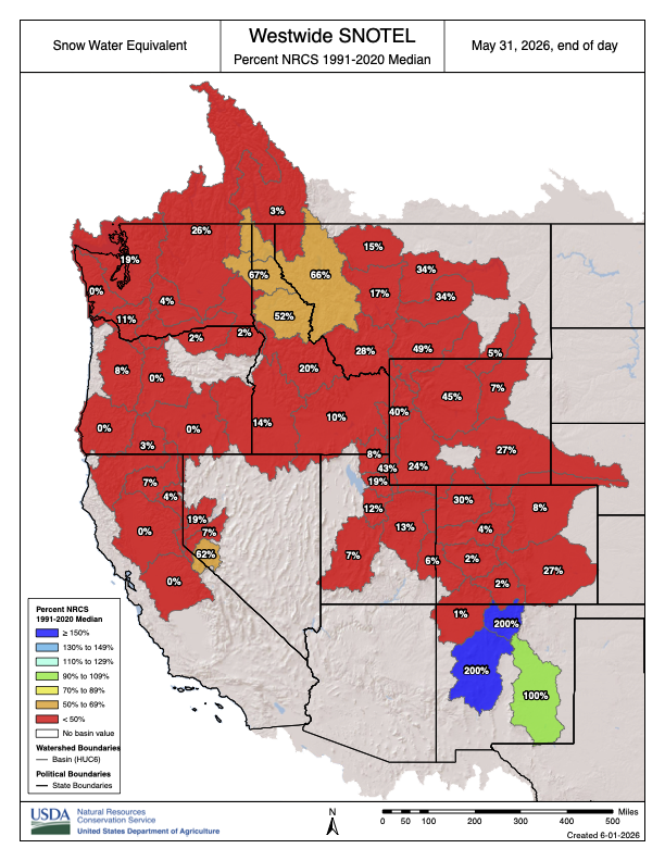CoyoteGulch's tweet photo. Brief Report: The 2026 western US snow drought was about four times more likely due to climate change -- Adrienne M. Marshall, Marianne Cowherd, Stefan Rahimi, and Yuhong Ye (https://t.co/p4U1R2crlh) #snowpack #runoff #ColoradoRiver #COriver #aridification https://t.co/uVuwHdcBUc