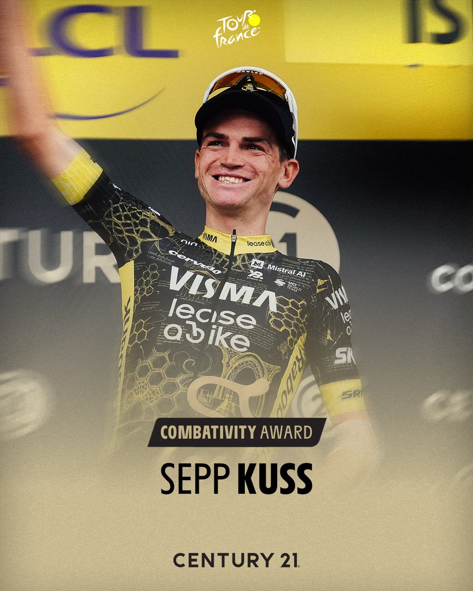 LeTour's tweet photo. 💪 Combativity award @century21fr :
💪 Combatif du jour @century21fr :
🇺🇸 Sepp Kuss 💪

#TDF2026 https://t.co/LjxgUXfRrK