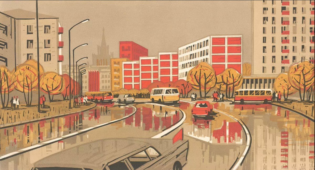 sovietvisuals's tweet photo. "Moscow, Krasnaya Presnya" painting by Vladimir Koloskov, USSR, 1967. https://t.co/FIVz1Ju5KQ
