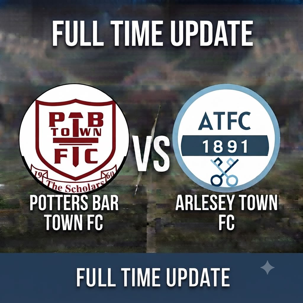ArleseyTownFC's tweet photo. Arlesey 2-4 Potters Bar Town. Final score. Both sides playing end to end stuff to make for a very entertaining final preseason tie. Good luck to @pbtfc for the season ahead. 💪 #FullTime #ATFC #Preseason #MatchDayUpdates https://t.co/JLaSSaShAs