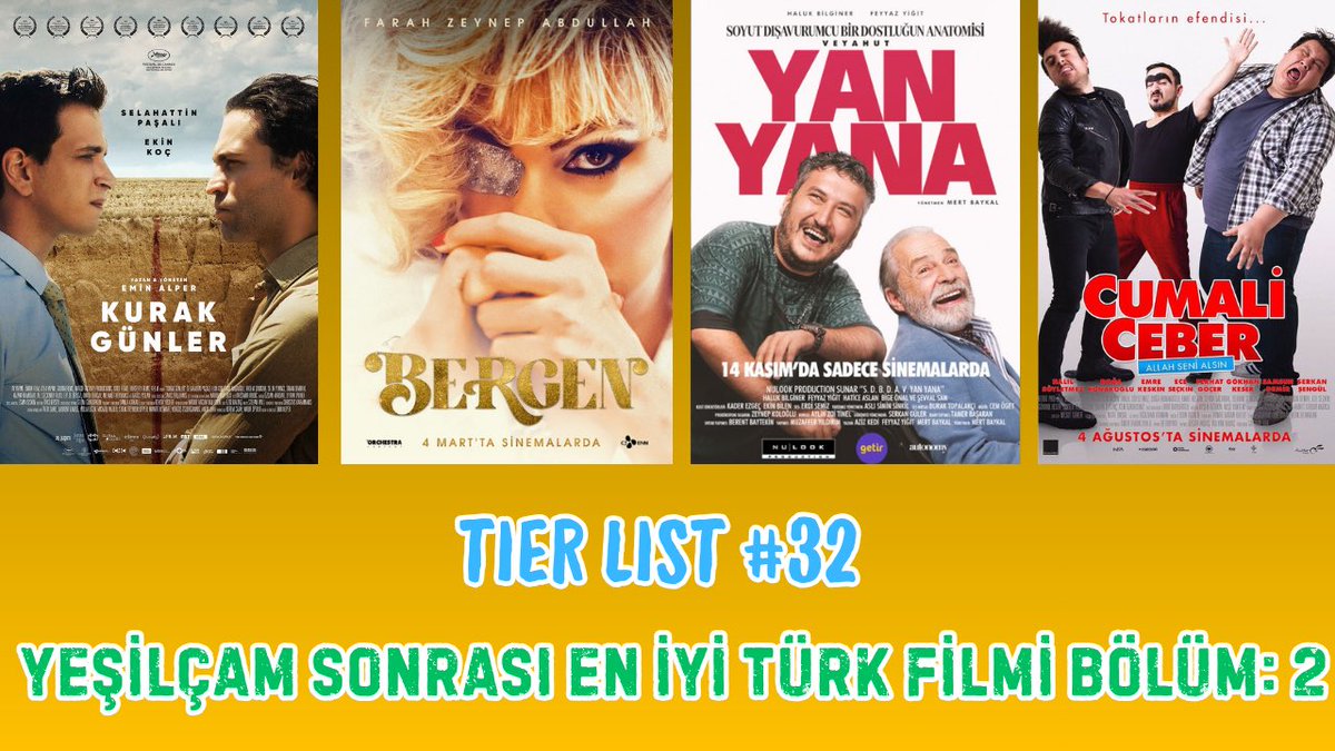 GenisPlan's tweet photo. Tier list serimize devam ediyoruz. Yeşilçam sonrası en iyi Türk filmi serisi 2. bölümüyle sizlerle. Keyifli seyirler ♥️

https://t.co/RjVN3xjfrT https://t.co/5WuMb1Cr4u