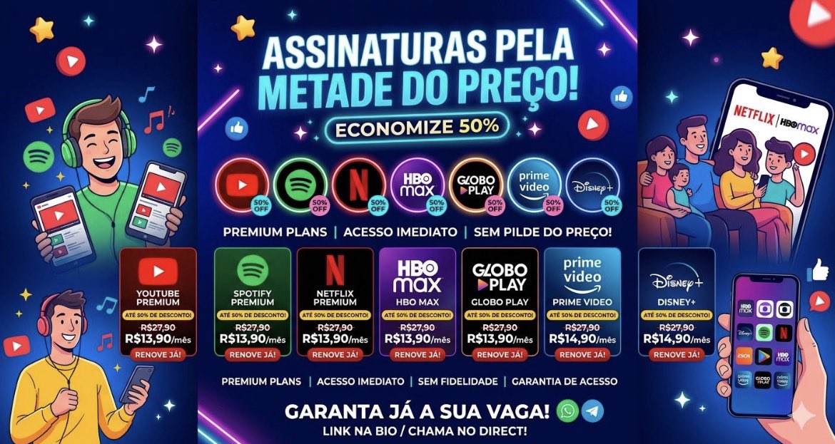 Santastico7x's tweet photo. ON VENDENDO ASSINATURA DE QUALQUER APLICATIVO PELA METADE DO PREÇO SOMENTE NESSE SABADÃOOO
#spotifyでmaj投票 #twitterupdates https://t.co/otJSbvZbL8
