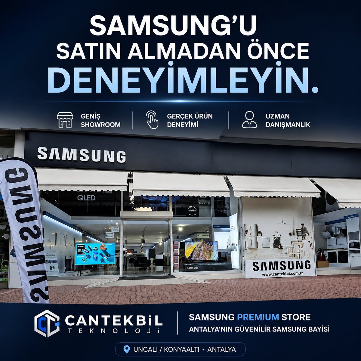 SamsungAntalya's tweet photo. Doğru ürünü seçmek, sadece özelliklerini okumakla olmaz.

Görüntüyü görmeli, tasarımı incelemeli, detayları keşfetmeli ve ürünü yakından deneyimlemelisiniz.

Samsung dünyasını keşfetmek için sizi Cantekbil Teknoloji Samsung Premium Store’a bekliyoruz.
📍 Uncalı / Konyaaltı https://t.co/NAawcIFk4w