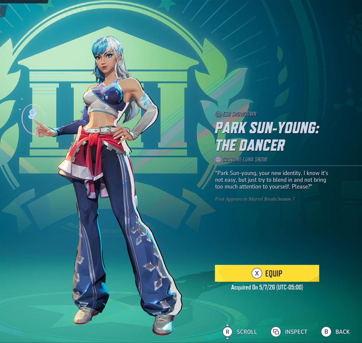 rolaypolay's tweet photo. omg i’m months late but luna’s alias in her esu skin is a reference to luna from f(x)’s real name (her singing voice) 🥹🥹🥹 https://t.co/XYl3DCYFZB
