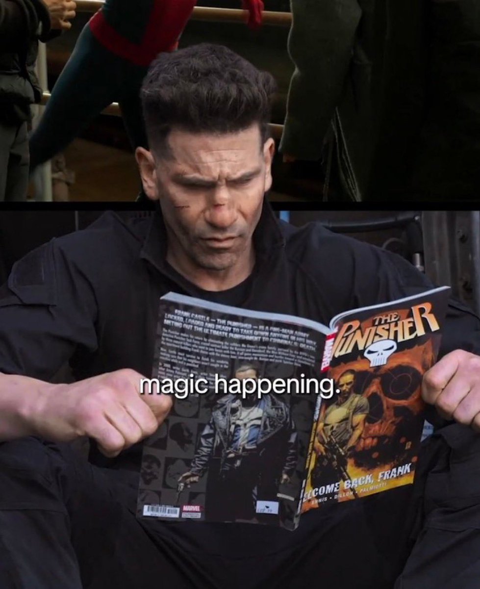 cosmic_marvel's tweet photo. Jon Bernthal reading The Punisher comic book on the set of ‘SPIDER-MAN: BRAND NEW DAY’ https://t.co/mILccgZeRA