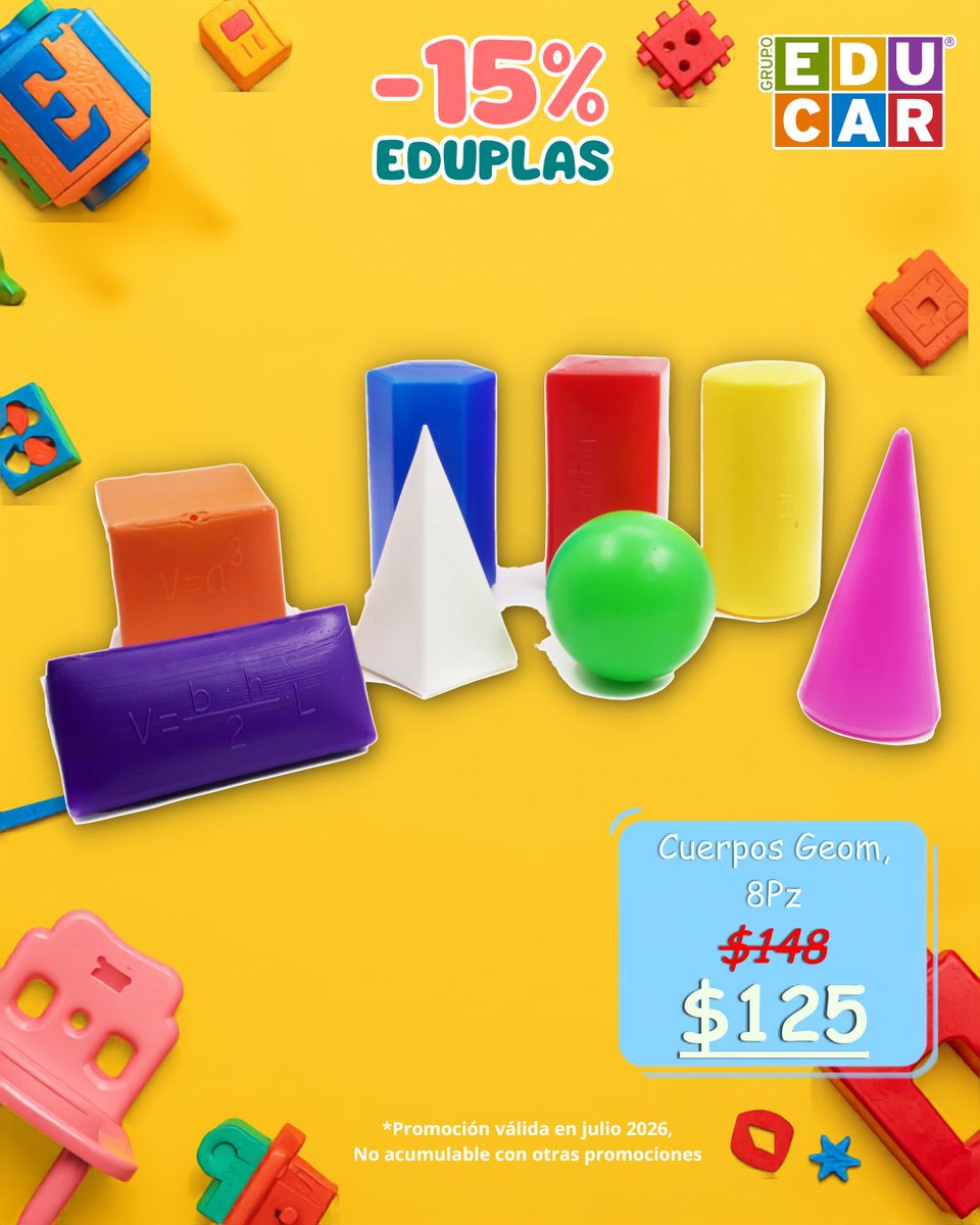 Grupo_educar's tweet photo. 🎖️ ¡Las ofertas no se detienen!

🥳 Línea EDUPLAS -15% en julio 2026

🛒 Material de plástico 100% hecho en México 🇲🇽

#GrupoEducar #EDUPLAS #RegresoAClases #B2S https://t.co/nGZ6c0hBE4