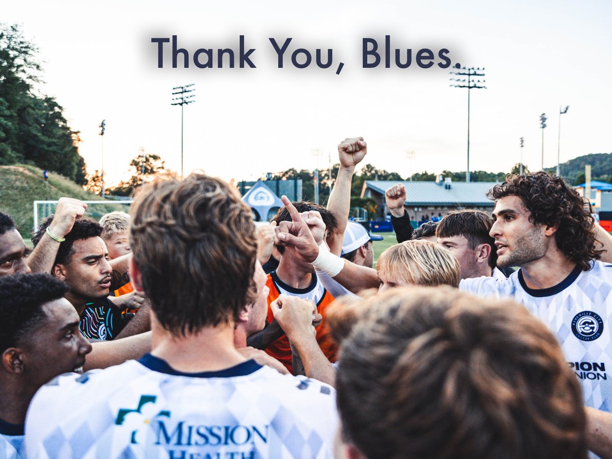 AshevilleCitySC's tweet photo. Thank you to the Boys in Blue for showcasing the resilience of Asheville and for making the city proud this Summer. When things got tough early on, you never quit—and you made it a season to remember 💙

Thank you fans for your support all season long 👏

#BelongBelieveBeBlue https://t.co/m1MQoGWJhD