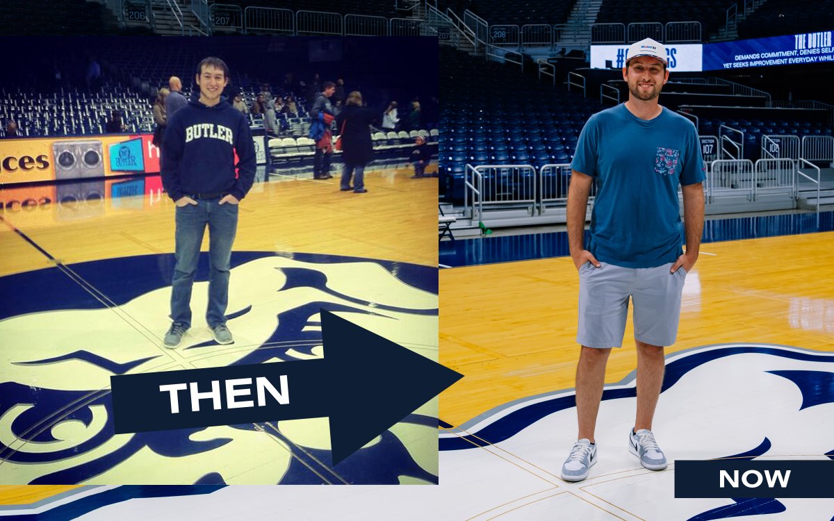 ButlerAthletics's tweet photo. Then &amp; Now ➡️🐶

@chasebriscoe https://t.co/6eGwSPy5V4