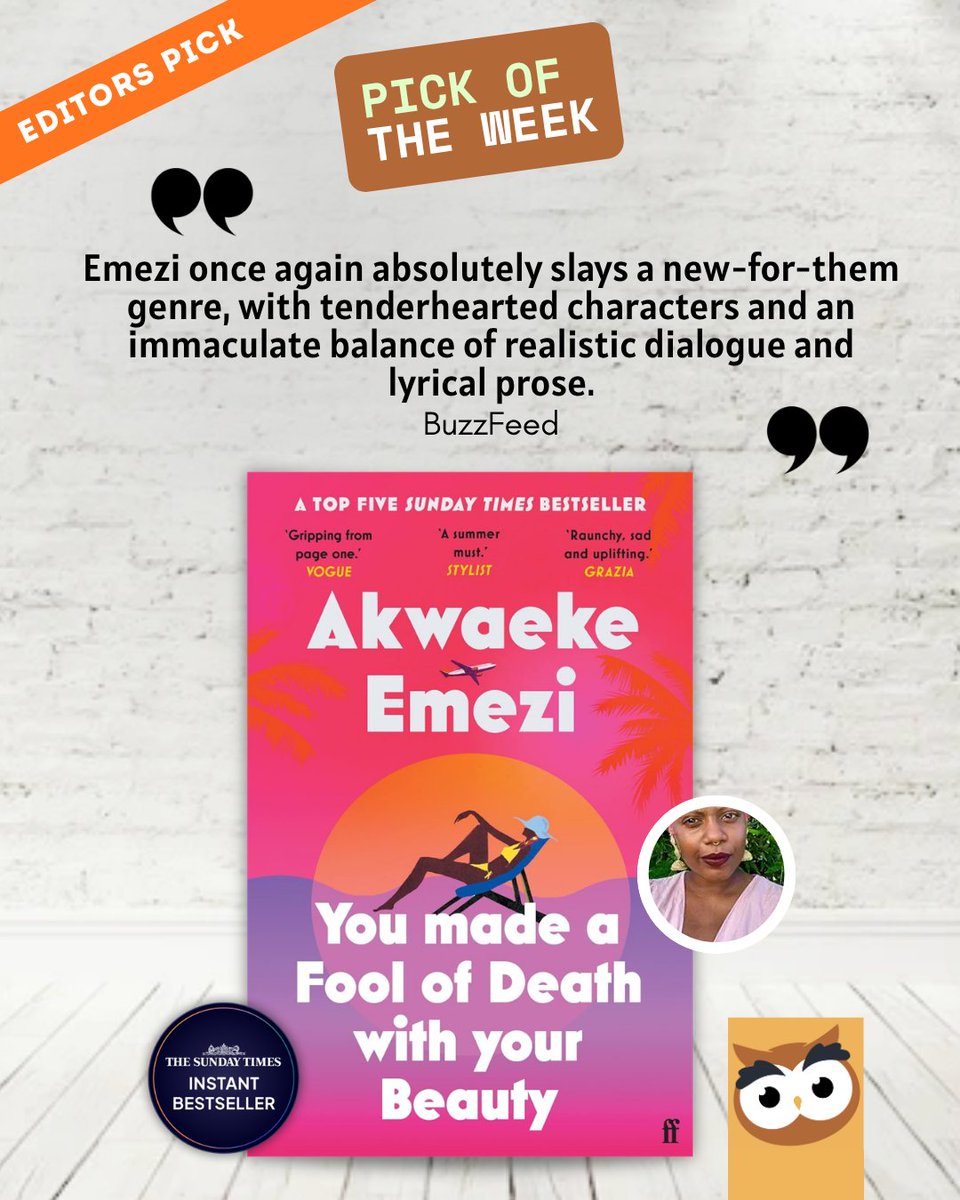 hootperch's tweet photo. A young widow. 
A tropical island. A summer she never planned for. And the one man she absolutely should not want.

Our Pick of the Week. Best Seller.

#HootPerch #PickOfTheWeek #YouMadeAFoolOfDeath #AkwaekeEmezi #SundayTimesBestseller #ContemporaryRomance #BookRecommendation https://t.co/aQNNjYAYRr