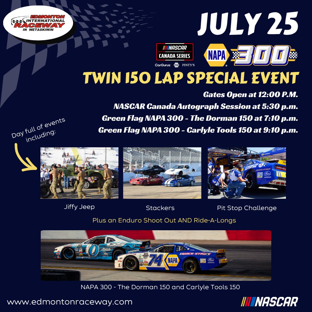 EIRNASCAR's tweet photo. The biggest night of the year is here! Join us TONIGHT at EIR for the 2026 NAPA 300!

There is a fee for parking, free shuttle is available from the Wetaskiwin Agriculture Grounds. Vist our website, https://t.co/4fOSHupOhC for more details and the full race day schedule. https://t.co/5nYuhXI7eD