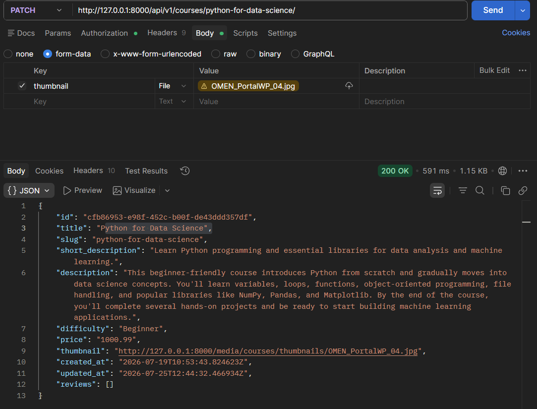 acharyautsab7's tweet photo. #LSPPDay55

Continued building the Learning Platform API.

Added advanced filtering, search, pagination, query optimization, media uploads, validation and Swagger API documentation.

GitHub Repo: https://t.co/ZkcvcsaJmh

@lftechnology
#60DaysOfLearning2026 #LearningWithLeapfrog https://t.co/uXJ3IWq9pA