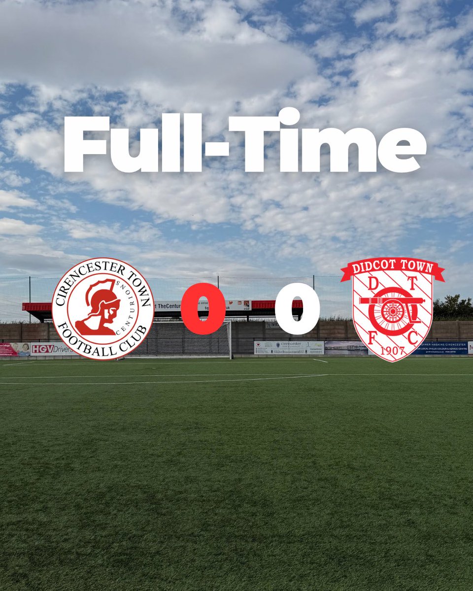CirenTownFC's tweet photo. Full Time - Cirencester Town 0-0 Didcot Town

Our pre-season ends with a draw against @DidcotTownFC this afternoon in another competitive game for the Centurions. Best of luck to Didcot ahead of their Southern League season. 

#UpTheCenturions 

🔴⚫️ https://t.co/yTNueu8QoH