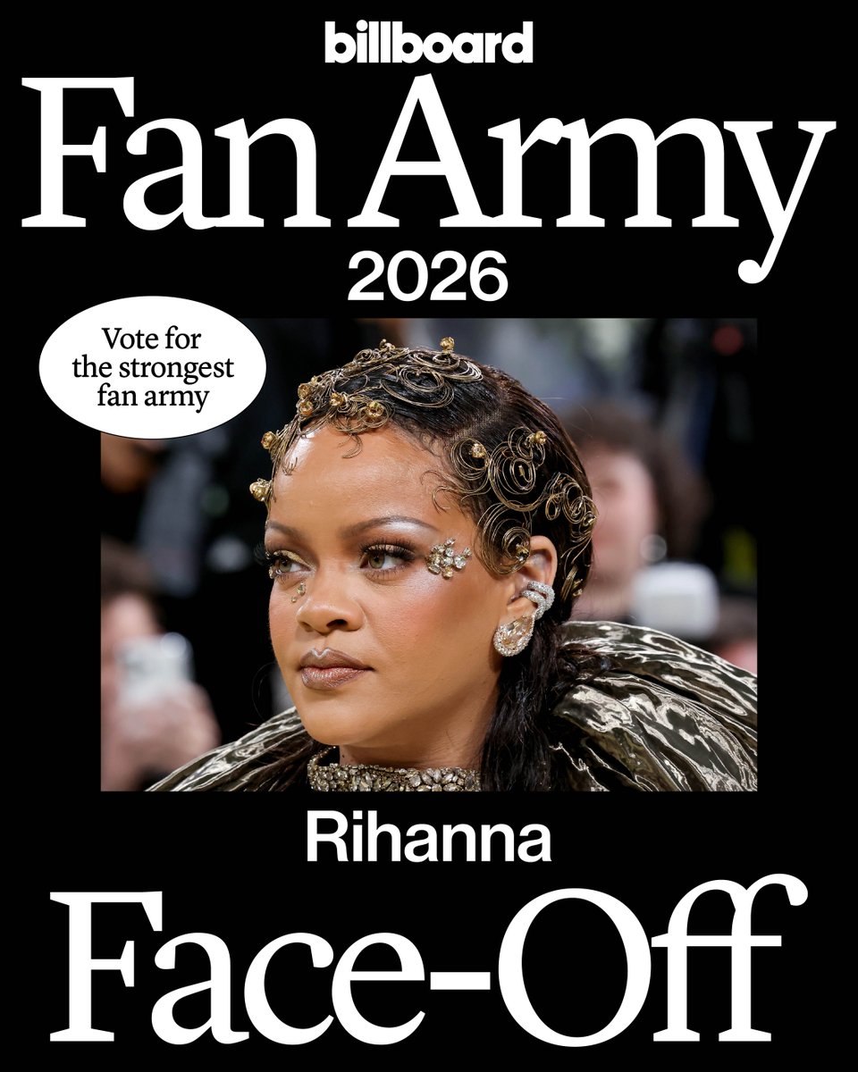billboard's tweet photo. #Navy, we know you understood the assignment. 🎶 Vote for Rihanna in Round 2 of #BBFanArmy2026 and help her advance.
Vote: https://t.co/o2ZOPvl7vM https://t.co/rSsRWOKfB6