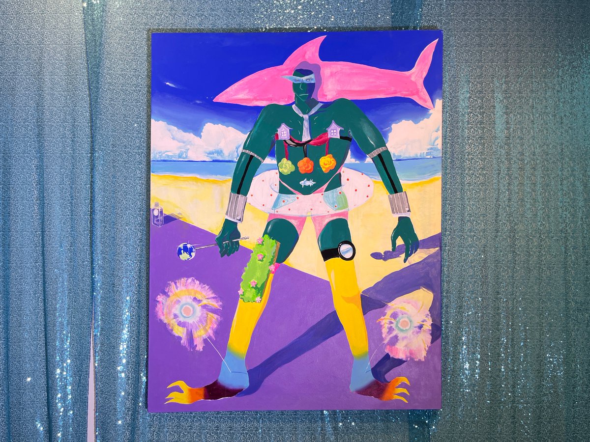 hamuzou's tweet photo. びゅん（BYUN）個展「スーパーうぇいびゅん」を森下のGallery Dalstonで見た。カラフルでドリーミングなインスタレーション。絵画作品群のみならずパフォーマンスなども。東京藝術大学大学院油画技法・材料第一研究室在籍中の新進作家。令和五年度久米賞受賞者。逸品揃い。好企画。7/26まで。 https://t.co/H6suUdgorM