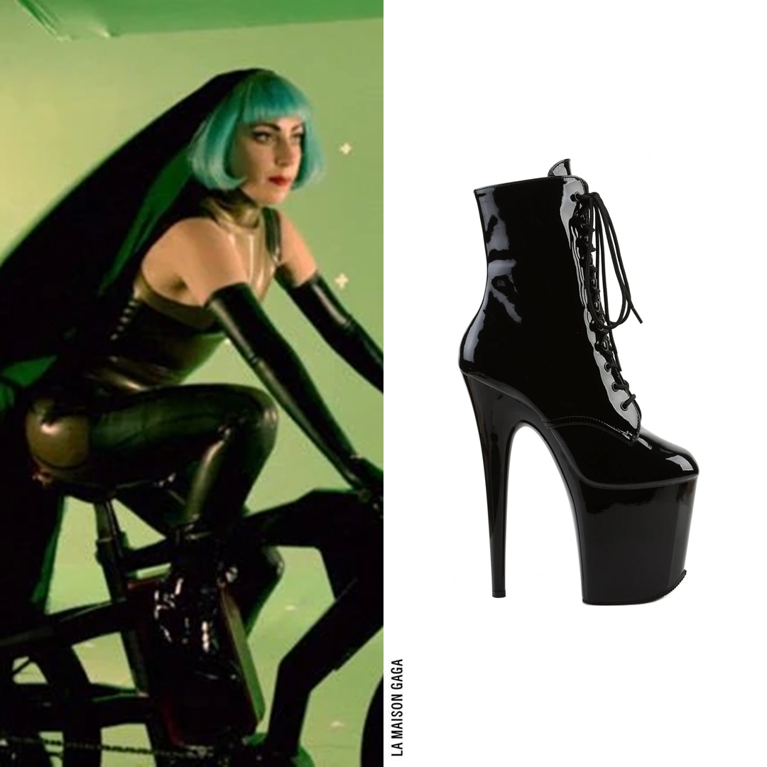 lamaisongaga_'s tweet photo. The second @RTL_com look shows Gaga in a custom-made futuristic bronze and black latex sleeveless catsuit with #VoidofCourse custom long latex gloves and @PleaserShoes "Xtreme-1020" boots. https://t.co/evcldurnnR