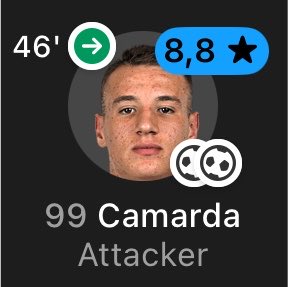 RisingStarXI's tweet photo. 🇮🇹💥 𝗖𝗔𝗠𝗔𝗥𝗗𝗔 (𝟭𝟴) is already impressing Ruben Amorim… today against Celtic:

• 45 Minutes Played
• 2 GOALS
• WON A PENALTY 
• 3/4 Shots On Target 
• 16 Touches

BALLER. 🌟 https://t.co/ERFsTEUsSP