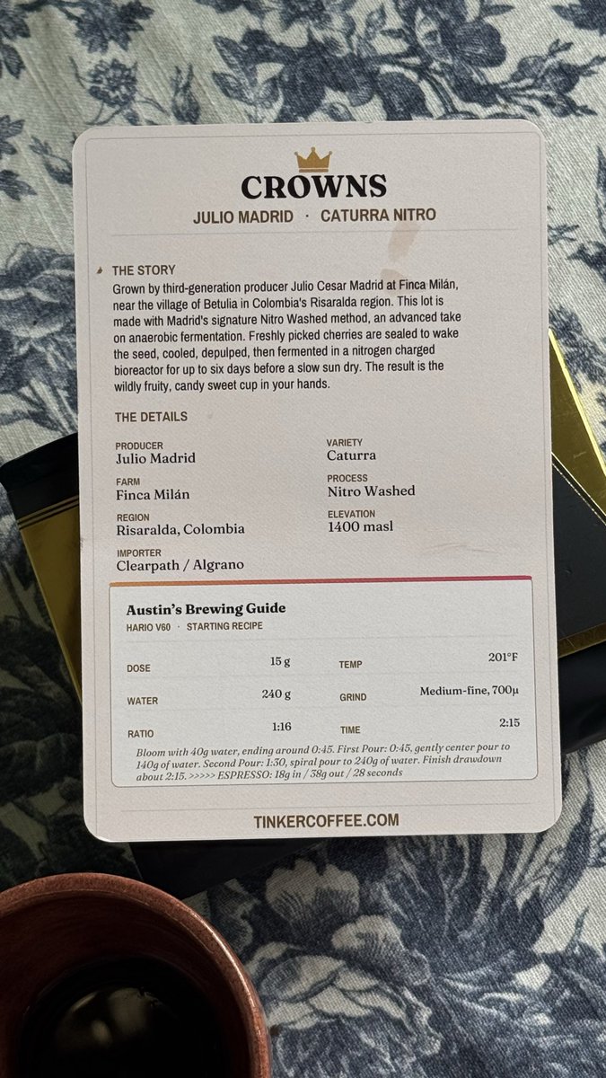 jvredbrown's tweet photo. If @tinkercoffeeco didn’t ship coffee, I could never live on a farm. 

Easily the most interesting coffee I’ve ever gotten to try! https://t.co/MEym09zYaz