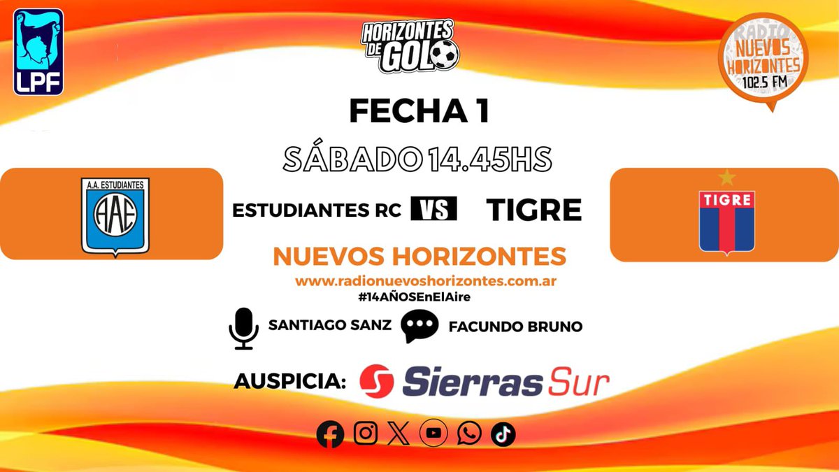 nhorizontes1025's tweet photo. Continuamos con las TRANSMISIONES ⚽️ 🎤

Hoy SÁBADO x 🎙️102.5 FM 📻 NUEVOS HORIZONTES doble jornada de transmisión junto al Equipo deportivo de #horizontesdegol https://t.co/T9NNKUHgbF