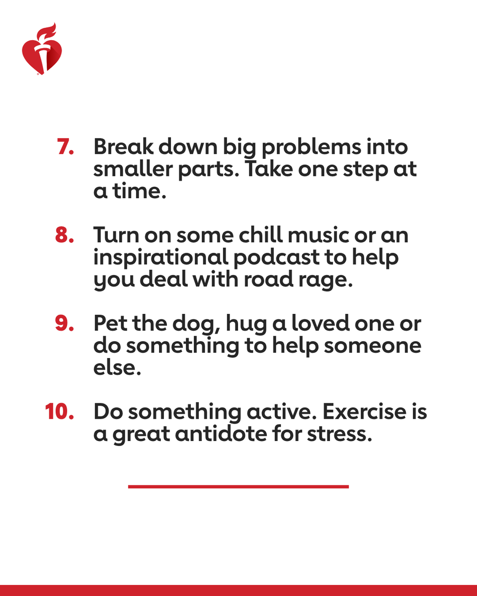 American_Heart's tweet photo. When you need fast stress relief, here are 10 tactics that could help. https://t.co/rSMQYaQB40